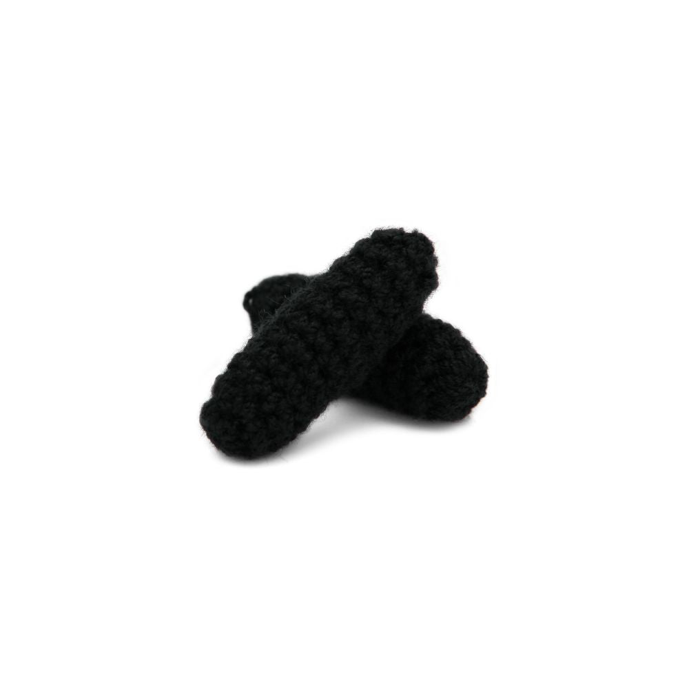 2-inch Olivettes button, crochet covered in worsted yarn, Black colour