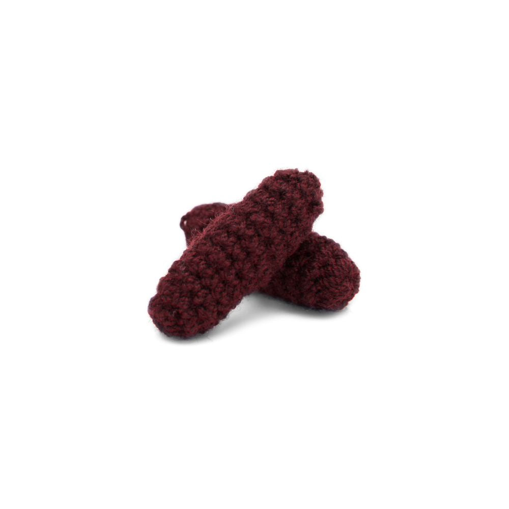 2-inch Olivettes button, crochet covered in worsted yarn, Wine color