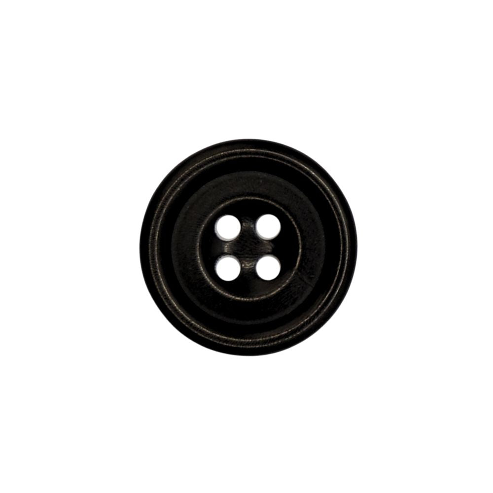 Col Black Polished 4 hole (P4) Horn Button 23L