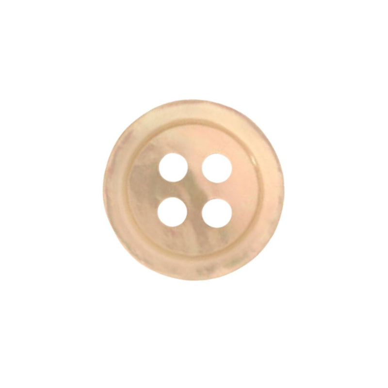 F156 white mother of pearl rimmed edge button, 36L (23mm) – suitable for shirts and fine tailoring