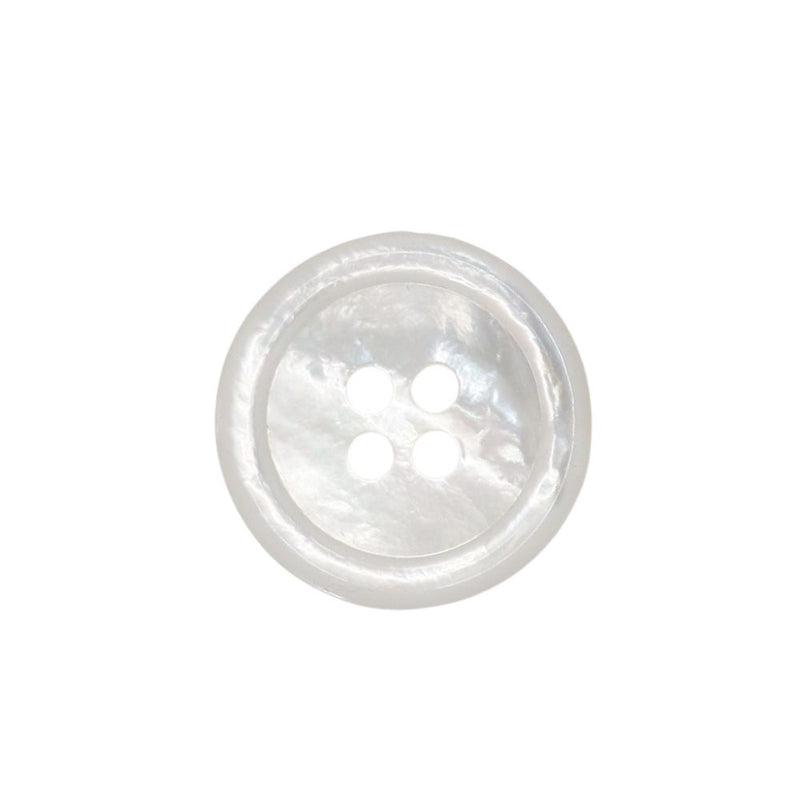 F156 white mother of pearl rimmed edge button, 30L (19mm) – suitable for shirts and fine tailoring