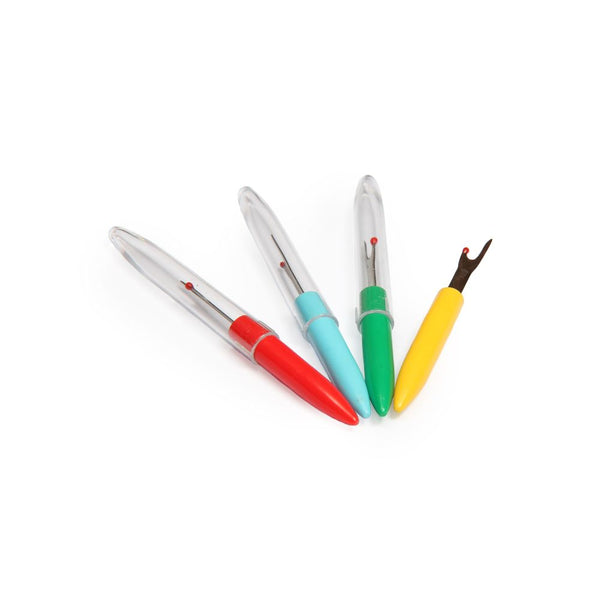 Stitch picker with ergonomic handle and sharp metal tip for seam removal