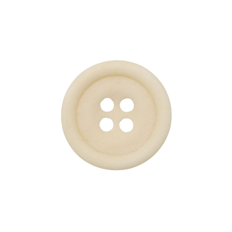 White unpolished horn button, style UP4. Size 23L.